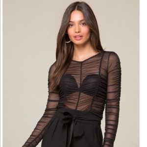 Bebe black solid shirred top